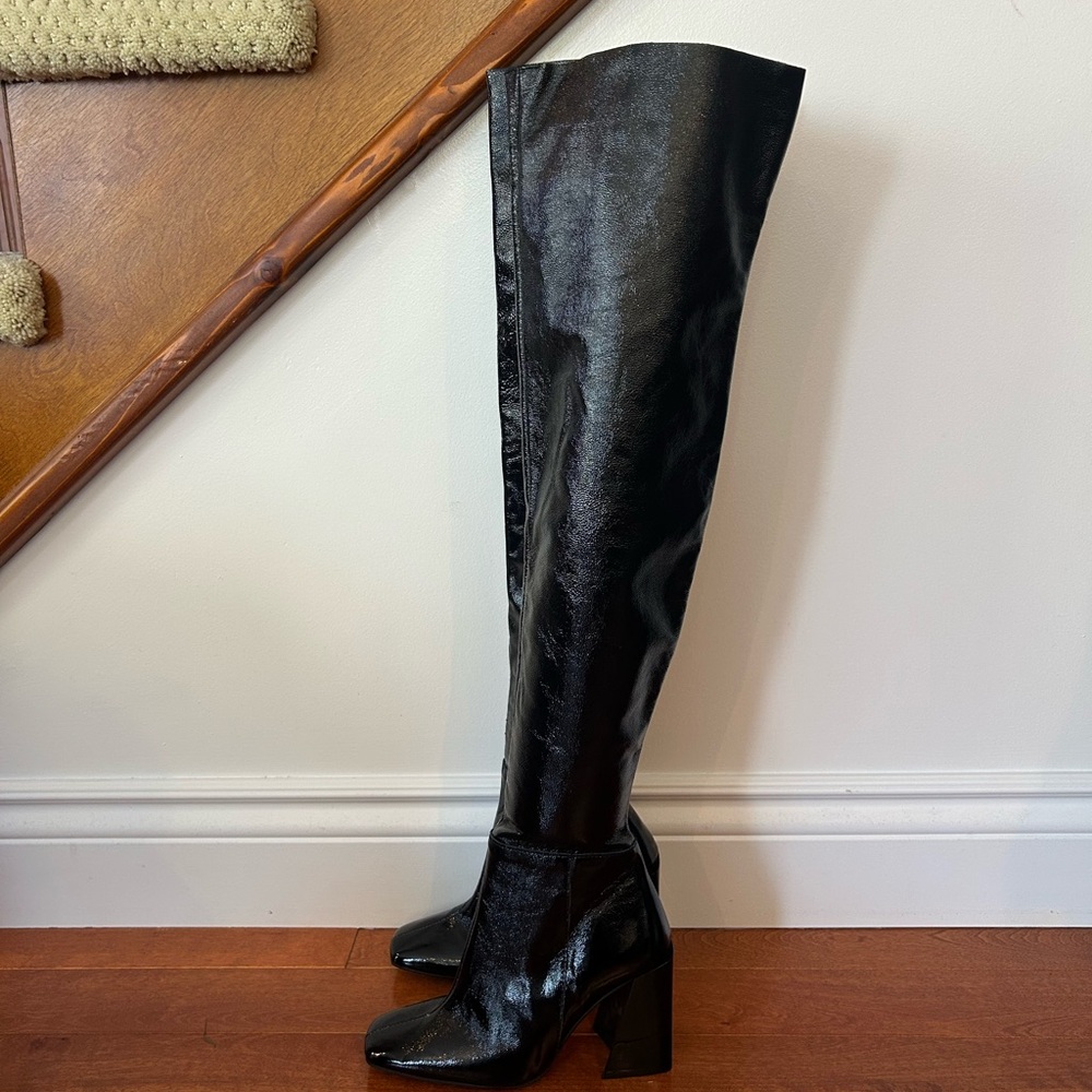 L'INTERVALLE Black Patent Over-the-Knee Boots